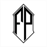 fp-Logo-Monogramm mit Schildform und Umriss-Design-Vorlage Vektorsymbol abstrakt vektor