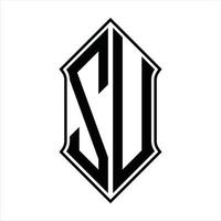 zu logotyp monogram med sköldform och översikt design mall vektor ikon abstrakt