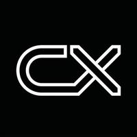 cx logotyp monogram med linje stil negativ Plats vektor