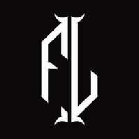 FL-Logo-Monogramm mit Designvorlage in Hornform vektor