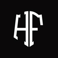 hf-Logo-Monogramm mit Band-Design-Vorlage in Schildform vektor