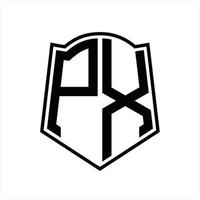 px-Logo-Monogramm mit Schildform-Entwurfsvorlage vektor