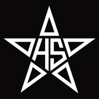 hs logotyp monogram med stjärna form design mall vektor