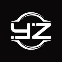 yz-Logo-Monogramm mit Kreis abgerundeter Scheibenform-Designvorlage vektor