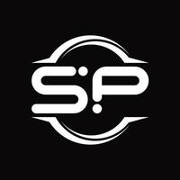 sp-Logo-Monogramm mit Kreis abgerundeter Scheibenform-Designvorlage vektor