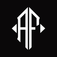 af-Logo-Monogramm mit isolierter Designvorlage in Schildform vektor