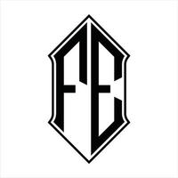 fe logotyp monogram med sköldform och översikt design mall vektor ikon abstrakt