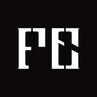 fe-logo-monogramm mit designvorlage für die mittlere scheibe vektor