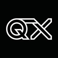 qx-Logo-Monogramm mit negativem Raum im Linienstil vektor