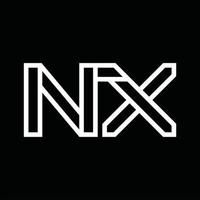 nx-Logo-Monogramm mit negativem Raum im Linienstil vektor