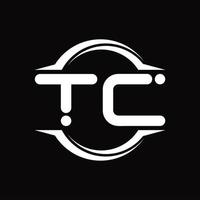 tc-Logo-Monogramm mit Kreis abgerundeter Scheibenform-Designvorlage vektor