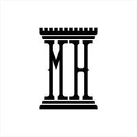 mh logotyp monogram med pelare form design mall vektor