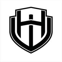 H w logotyp monogram årgång design mall vektor