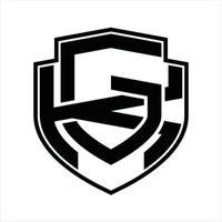 gk logo monogramm vintage designvorlage vektor