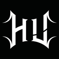 hu-Logo-Monogramm mit abstrakter Form-Design-Vorlage vektor