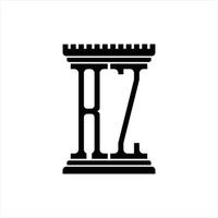 rz-Logo-Monogramm mit Designvorlage in Säulenform vektor