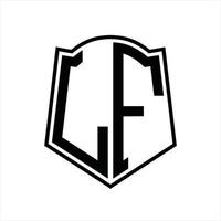 lf-Logo-Monogramm mit Schildform-Entwurfsvorlage vektor