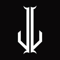 JL-Logo-Monogramm mit Designvorlage in Hornform vektor