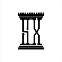 sx-Logo-Monogramm mit Designvorlage in Säulenform vektor