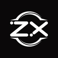 zx logotyp monogram med cirkel avrundad skiva form design mall vektor