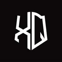 xq logotyp monogram med skydda form band design mall vektor