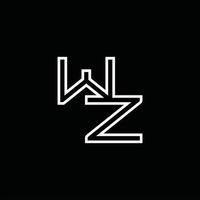 wz logotyp monogram med linje stil design mall vektor