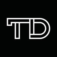 td logotyp monogram med linje stil negativ Plats vektor