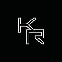 kr logotyp monogram med linje stil design mall vektor