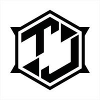 tj-Logo-Monogramm-Design-Vorlage vektor