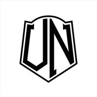 vn-Logo-Monogramm mit Schildform-Entwurfsvorlage vektor