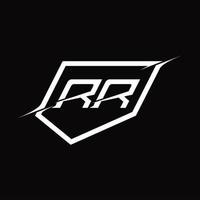 rr-logo-monogrammbuchstabe mit schild- und scheibenstildesign vektor