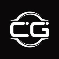 cg-logo-monogramm mit kreis abgerundeter scheibenform-designvorlage vektor
