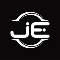 je-Logo-Monogramm mit Kreis abgerundeter Scheibenform-Designvorlage vektor