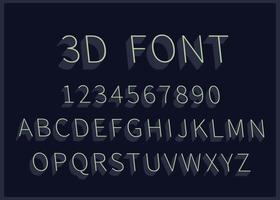 Freie helle 3D-Schriftart-Set-Illustration vektor