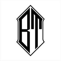 bt-Logo-Monogramm mit Schildform und Umriss-Design-Vorlage Vektorsymbol abstrakt vektor