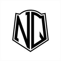 nq-Logo-Monogramm mit Schildform-Entwurfsvorlage vektor