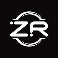 zr-Logo-Monogramm mit kreisrunder Scheibenform-Designvorlage vektor