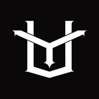 YV-Logo-Monogramm mit überlappender Vintage-Designvorlage im verknüpften Stil vektor