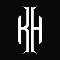 kh-Logo-Monogramm mit Hornform-Designvorlage vektor