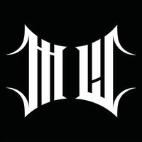 mw logotyp monogram med abstrakt form design mall vektor