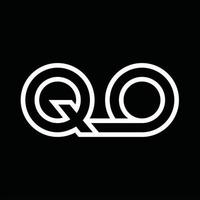 qo logotyp monogram med linje stil negativ Plats vektor