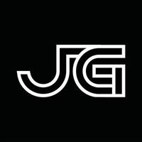 Jg-Logo-Monogramm mit negativem Raum im Linienstil vektor