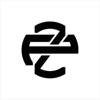 Z P logotyp monogram design mall vektor