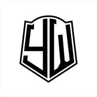 yw-Logo-Monogramm mit Schildform-Entwurfsvorlage vektor
