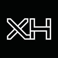 xh logotyp monogram med linje stil negativ Plats vektor