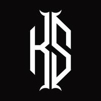 ks-Logo-Monogramm mit Hornform-Designvorlage vektor