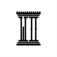 wo logotyp monogram med pelare form design mall vektor