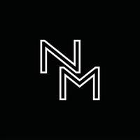 nm-Logo-Monogramm mit Linienstil-Designvorlage vektor