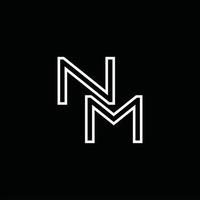 nm logotyp monogram med linje stil design mall vektor