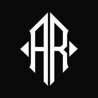 AR-Logo-Monogramm mit isolierter Designvorlage in Schildform vektor